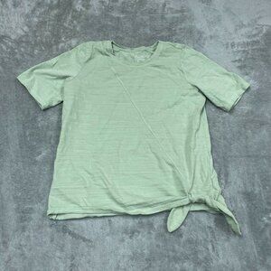 D&Co Active Mint Green Tie-Hem T-Shirt Womens M 100% Cotton a0573